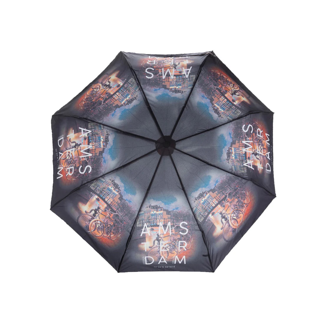 Amsterdam automatic umbrella with canal houses and bicycle design