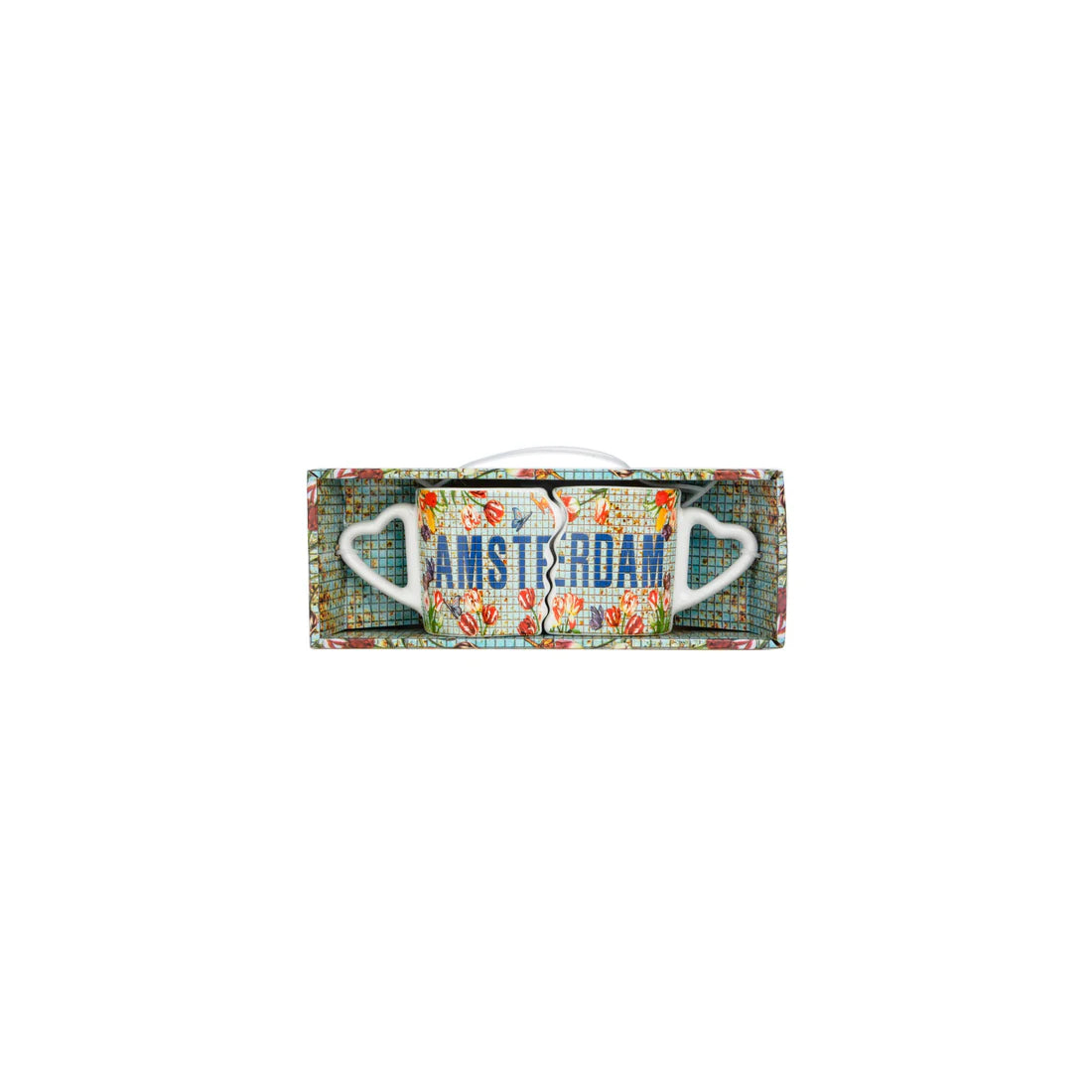 Amsterdam mosaic double espresso mug set with tulip design