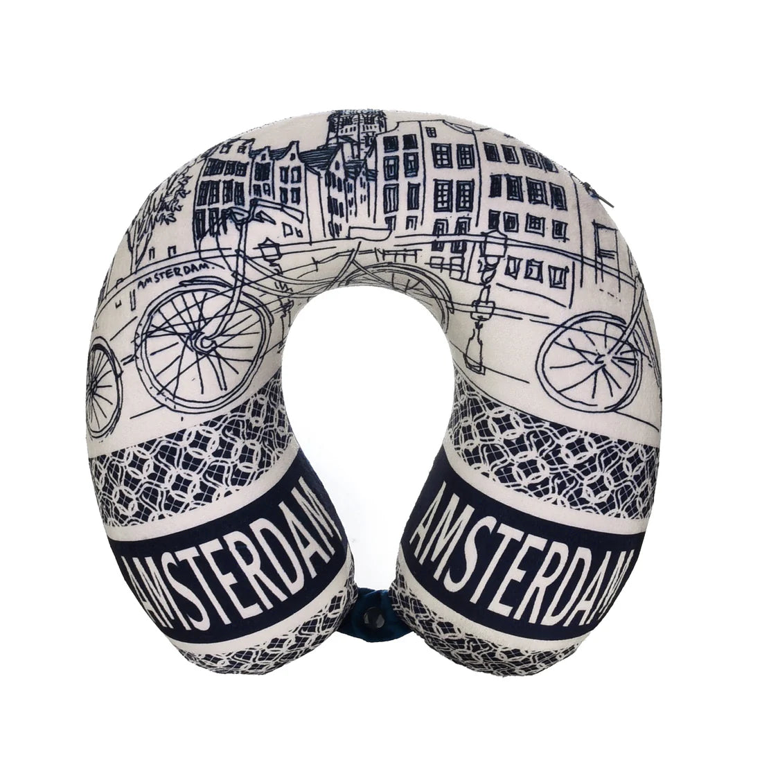 Neck pillow Amsterdam Bike Oscar with canal houses and bicycle design