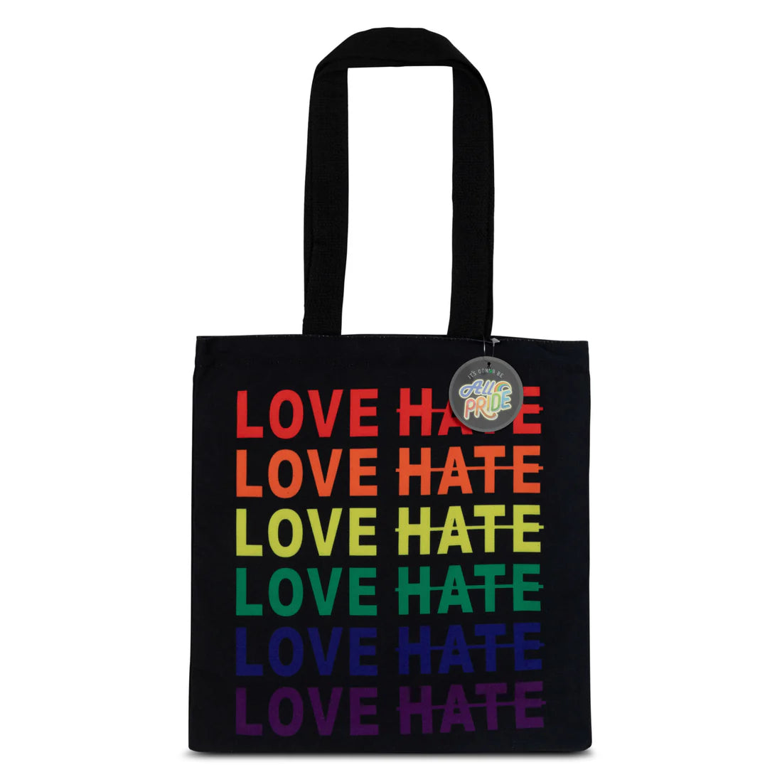 Robin Ruth Pride canvas bag Love Hate rainbow design 37x42 cm cotton tote