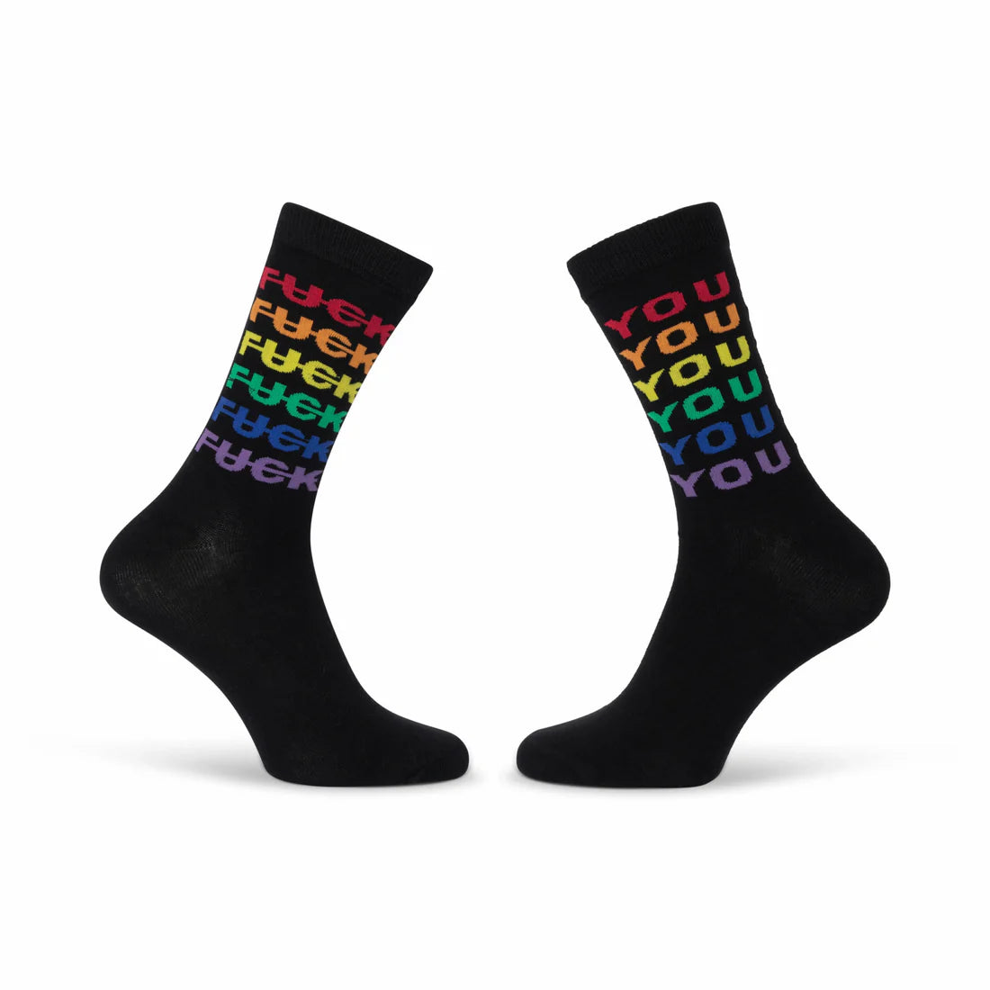 Robin Ruth Pride socks black rainbow Fuck You design size 41-46