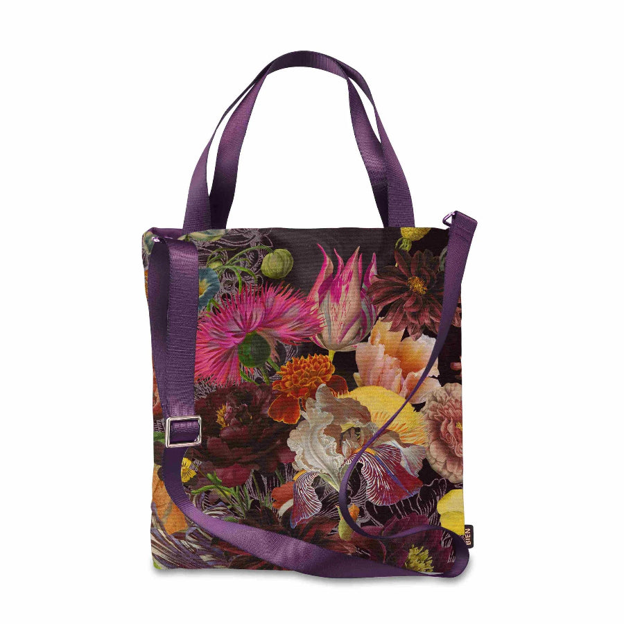 Purple shopper bag featuring Dutch flower artwork from the Rijksmuseum Amsterdam by BIEN moves