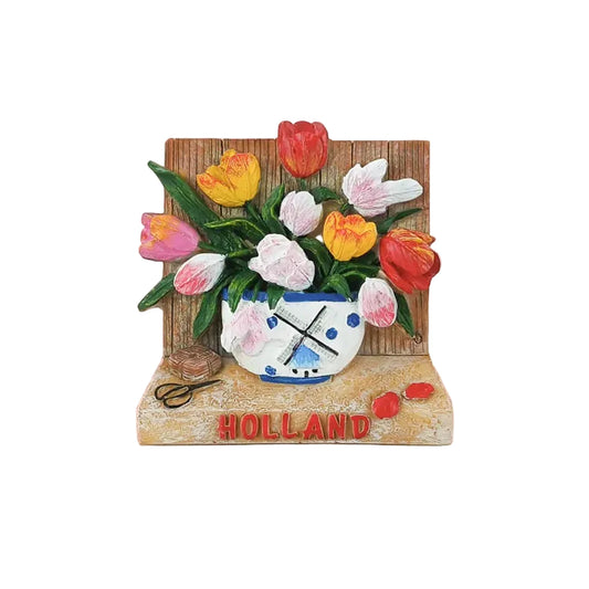 3D tulip magnet Holland with Delft blue vase polystone fridge souvenir