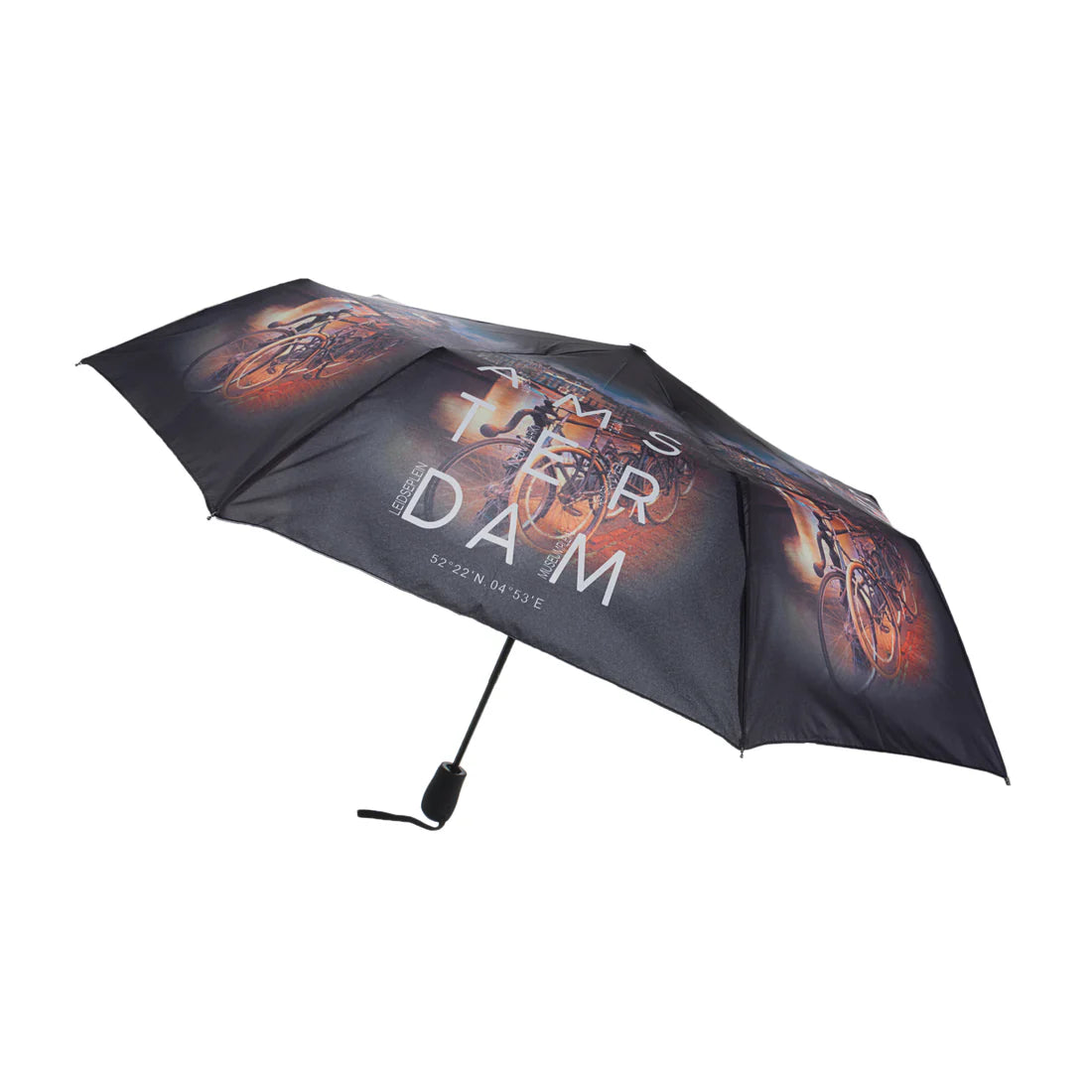 Amsterdam automatic umbrella with canal houses and bicycle design