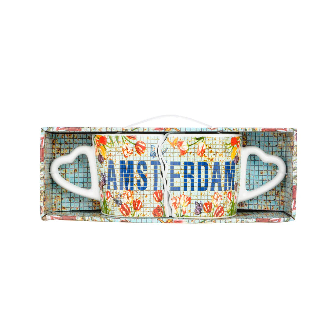 Amsterdam mosaic double mug set with tulip design