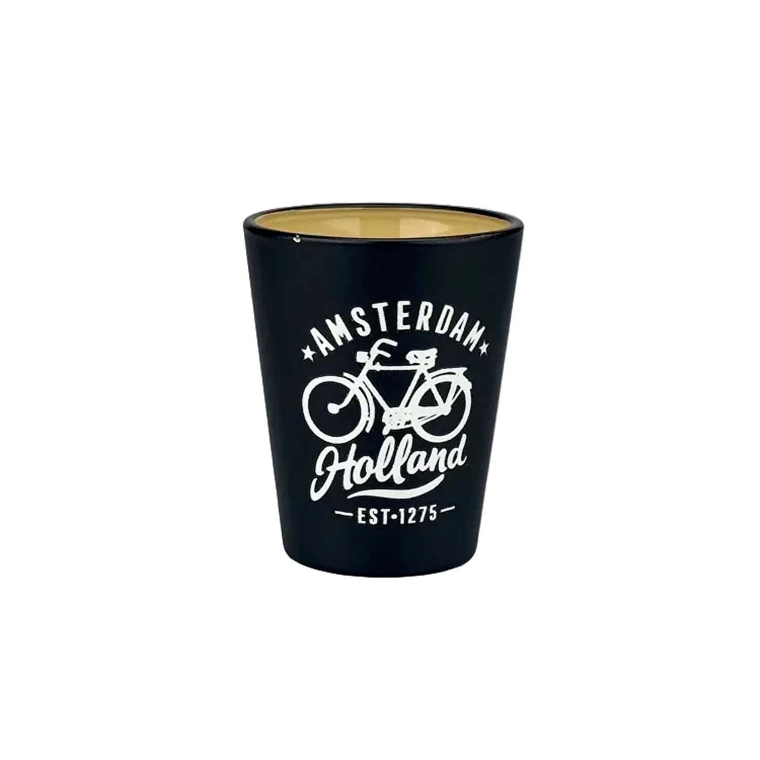 Black and white Camp shot glass Amsterdam bicycle minimalist design