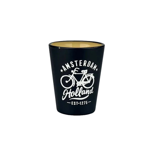 Black and white Camp shot glass Amsterdam bicycle minimalist design