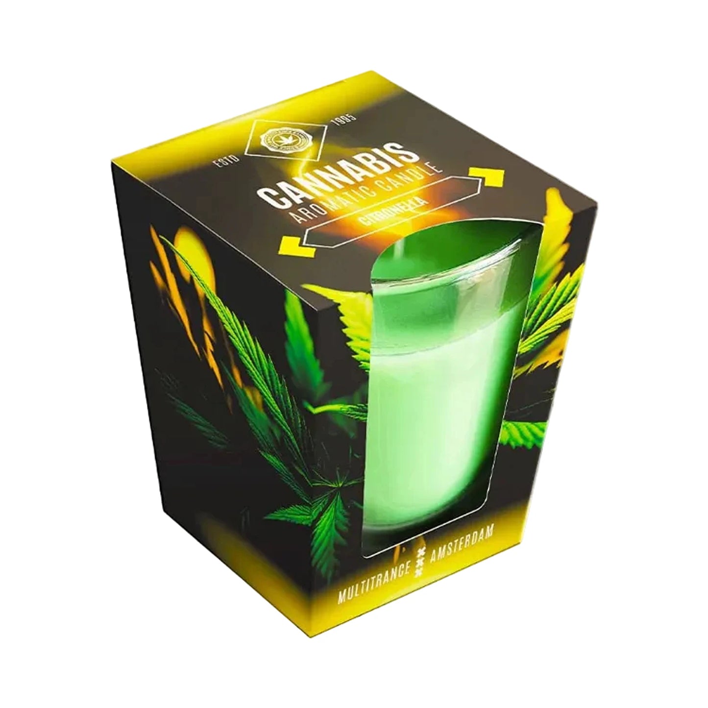 Cannabis X Citronella scented candle green wax