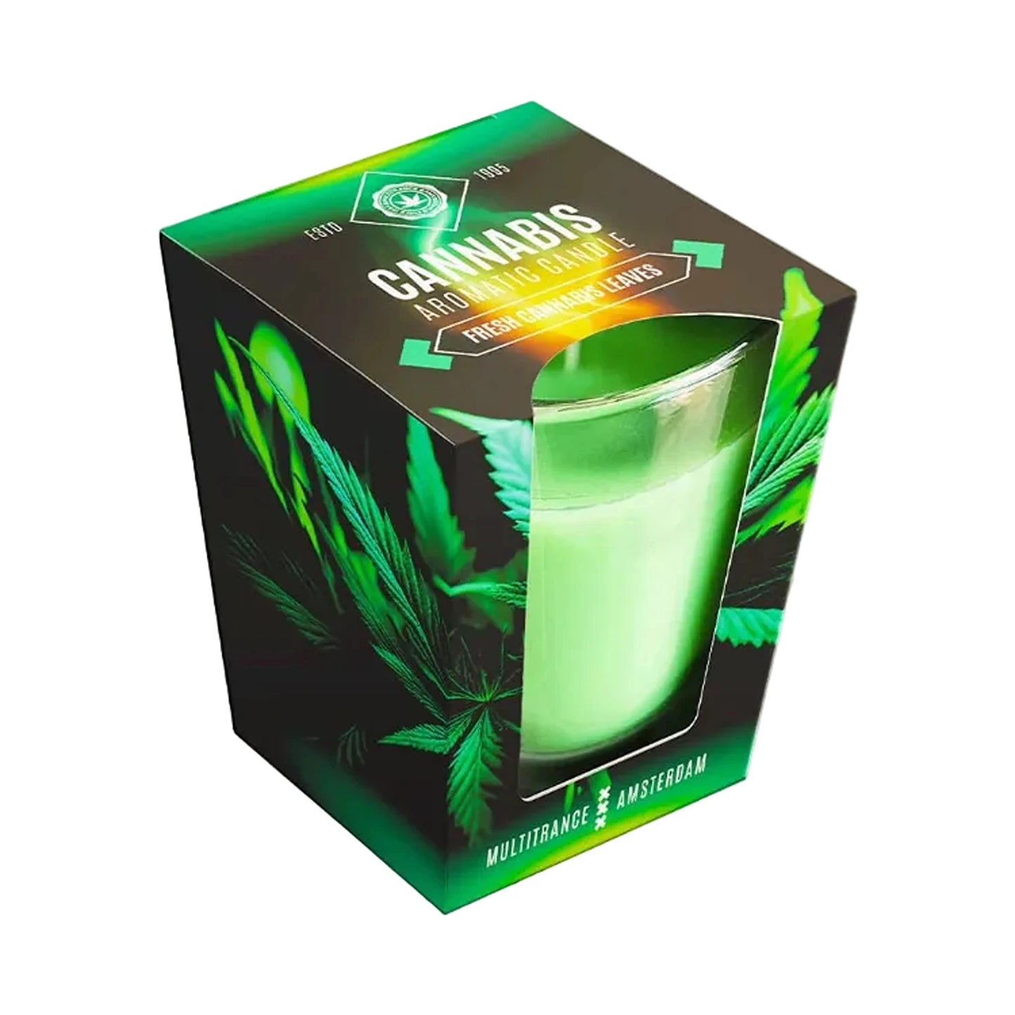 Cannabis X Fresh Cannabis Leaves scented candle green wax