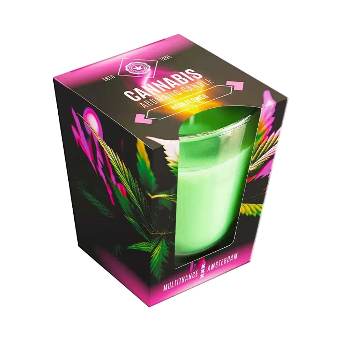Cannabis X Rose scented candle green wax