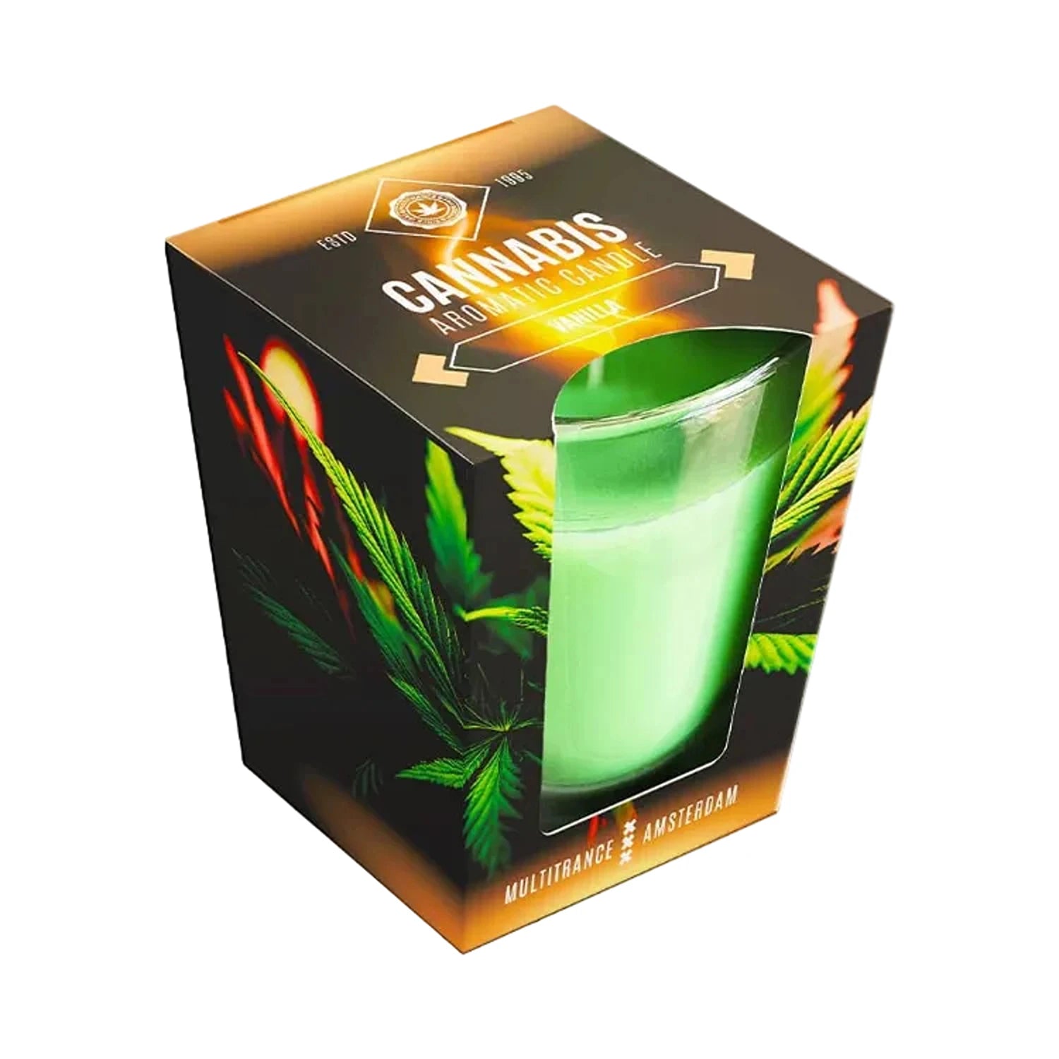 Cannabis X Vanilla scented candle green wax
