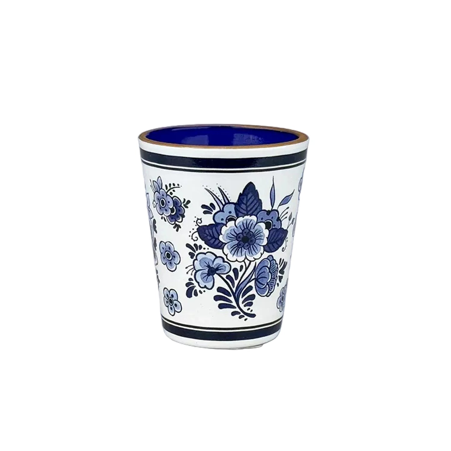 Delft blue shot glass with Holland floral design classic Dutch style