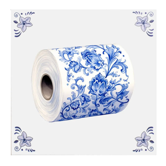 Delft Blue ceramic tile with toilet paper design 15x15 cm bathroom decoration