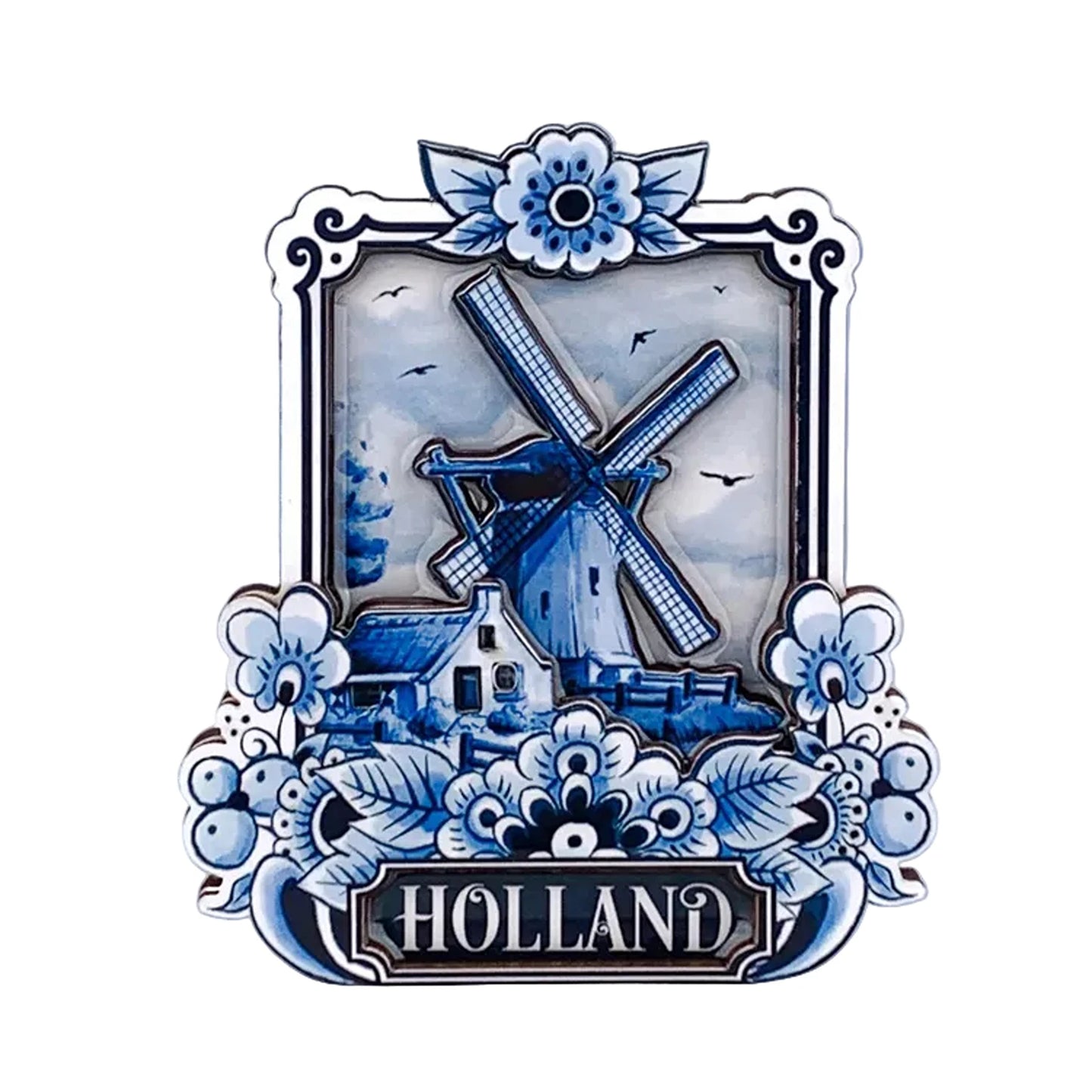Delft blue windmill magnet Holland MDF Dutch souvenir