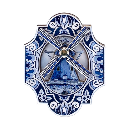 Delft blue windmill magnet with rotating blades MDF