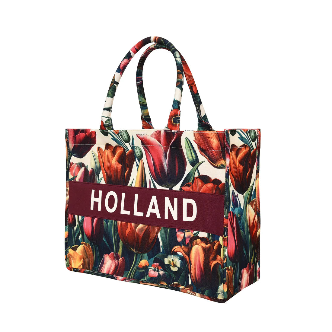 Holland tulip print shopper bag with floral design