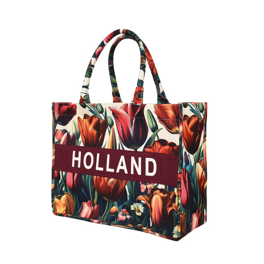 Holland tulip print shopper bag with floral design