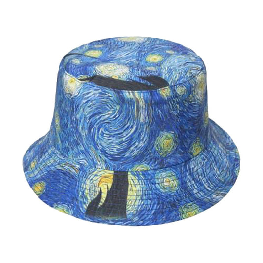 Fisherman hat with The Starry Night artwork by Vincent van Gogh colourful design