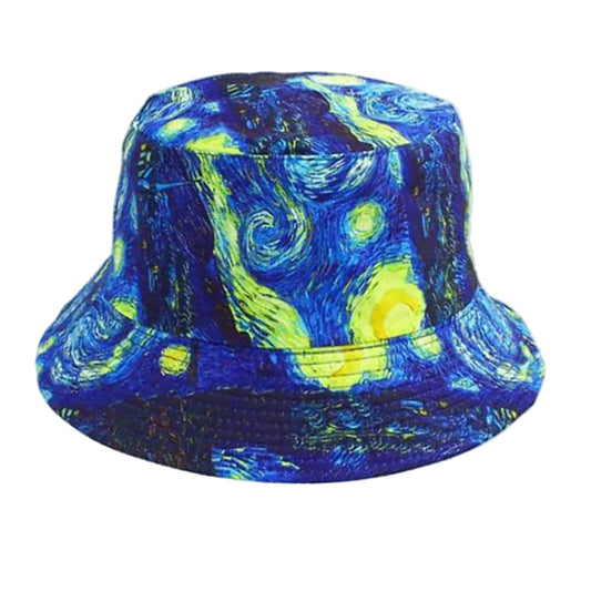 Dark fisherman hat with The Starry Night artwork by Vincent van Gogh