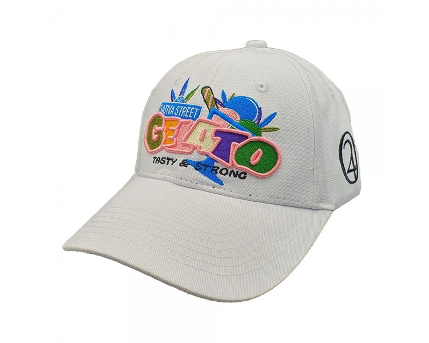 Gelato 420 white strapback cap with embroidered logo