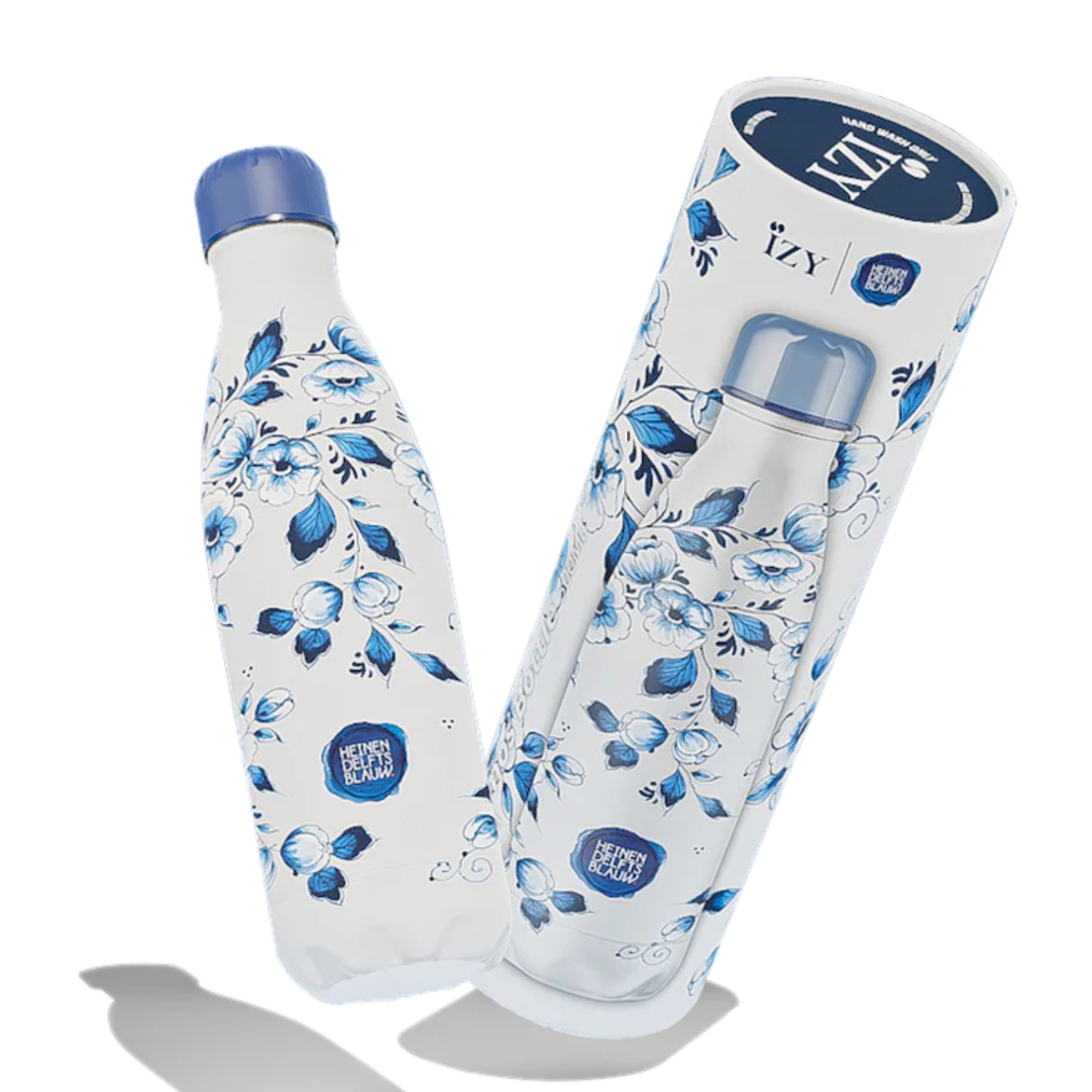 IZY Bottle Blossom 500 ml Heinen Delfts Blauw stainless steel insulated water bottle