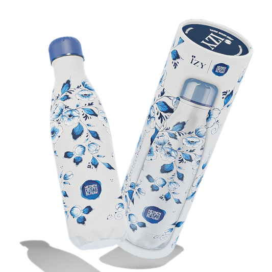 IZY Bottle Blossom 500 ml Heinen Delfts Blauw stainless steel insulated water bottle