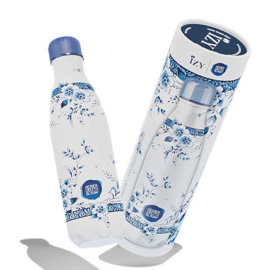 IZY Bottle Faience 500 ml Heinen Delfts Blauw stainless steel insulated water bottle