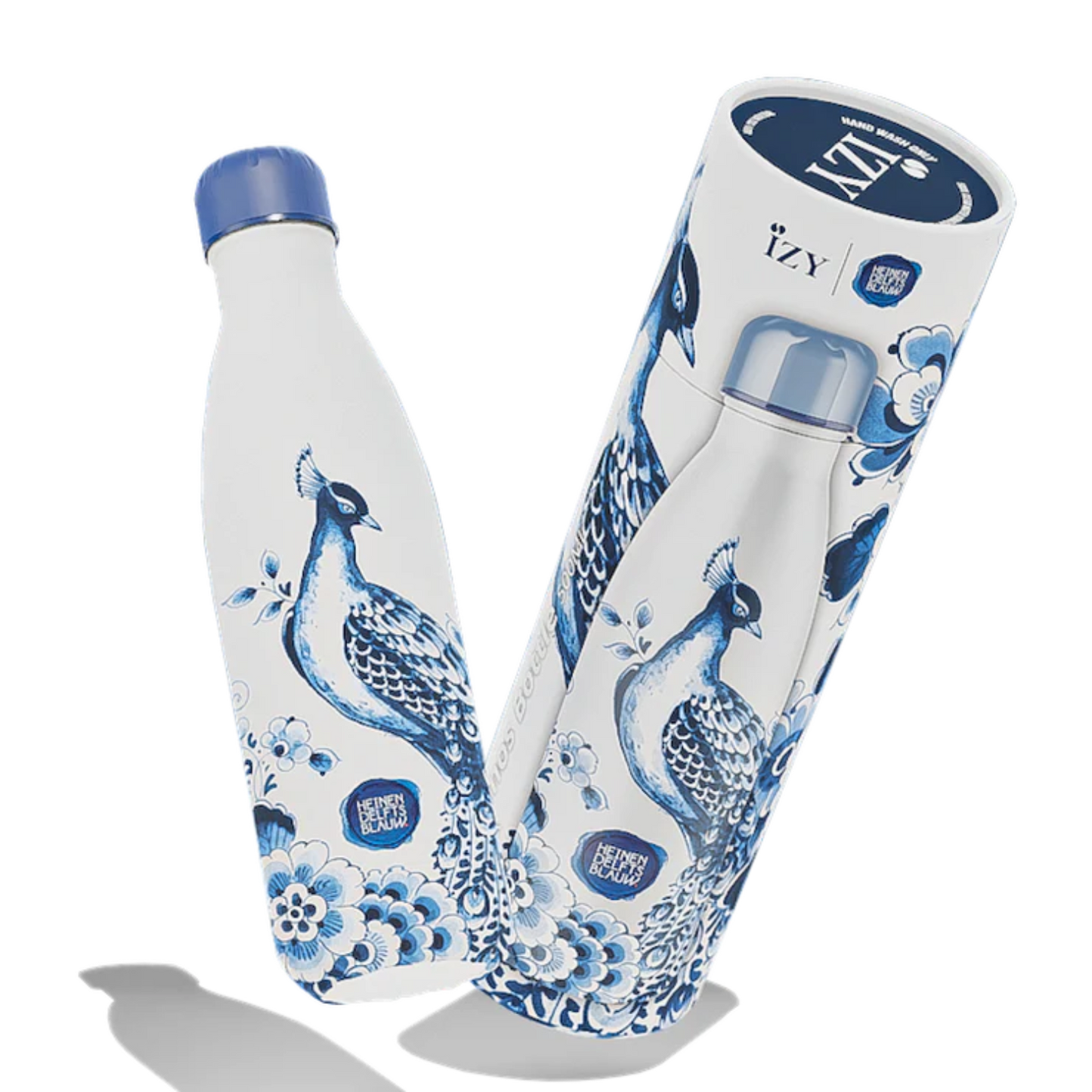 IZY Bottle Peacock 500 ml Heinen Delfts Blauw stainless steel insulated water bottle