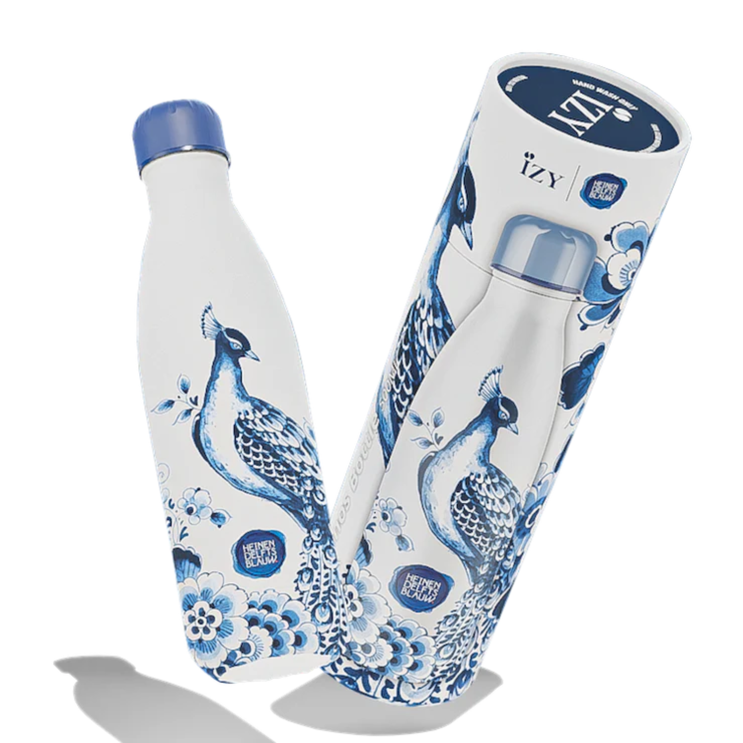 IZY Bottle Peacock 500 ml Heinen Delfts Blauw stainless steel insulated water bottle