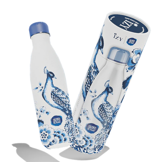 IZY Bottle Peacock 500 ml Heinen Delfts Blauw stainless steel insulated water bottle