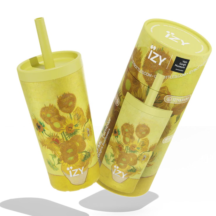 IZY Tumbler Sunflowers 500 ml stainless steel insulated tumbler with straw