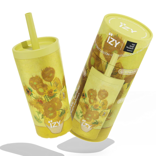 IZY Tumbler Sunflowers 500 ml stainless steel insulated tumbler with straw