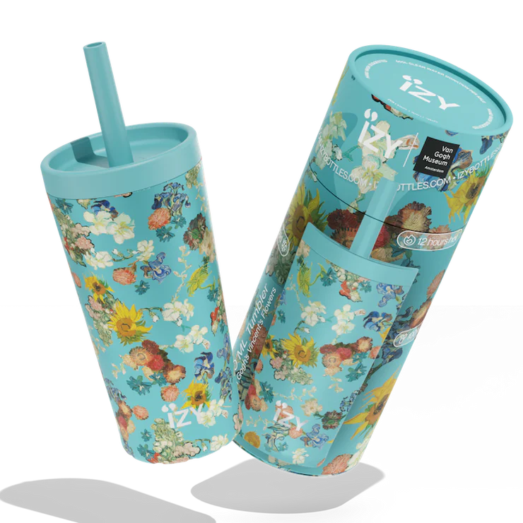 IZY Tumbler Vincent’s Flowers 500 ml stainless steel insulated tumbler with straw