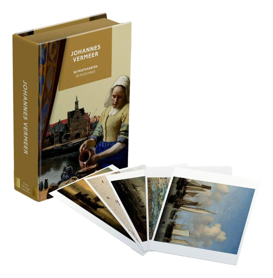 Premium postcard collection featuring 50 works by Johannes Vermeer. A beautiful gift for art lovers, collectors, and museum enthusiasts.