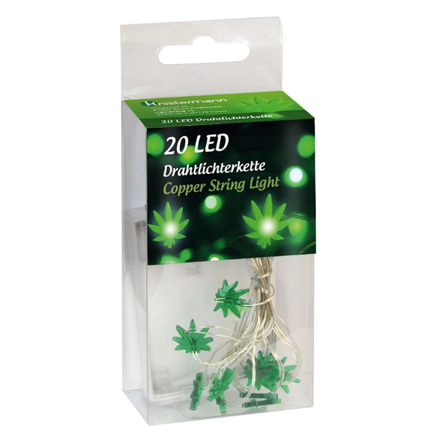 LED copper string lights with green leaf design indoor decoration