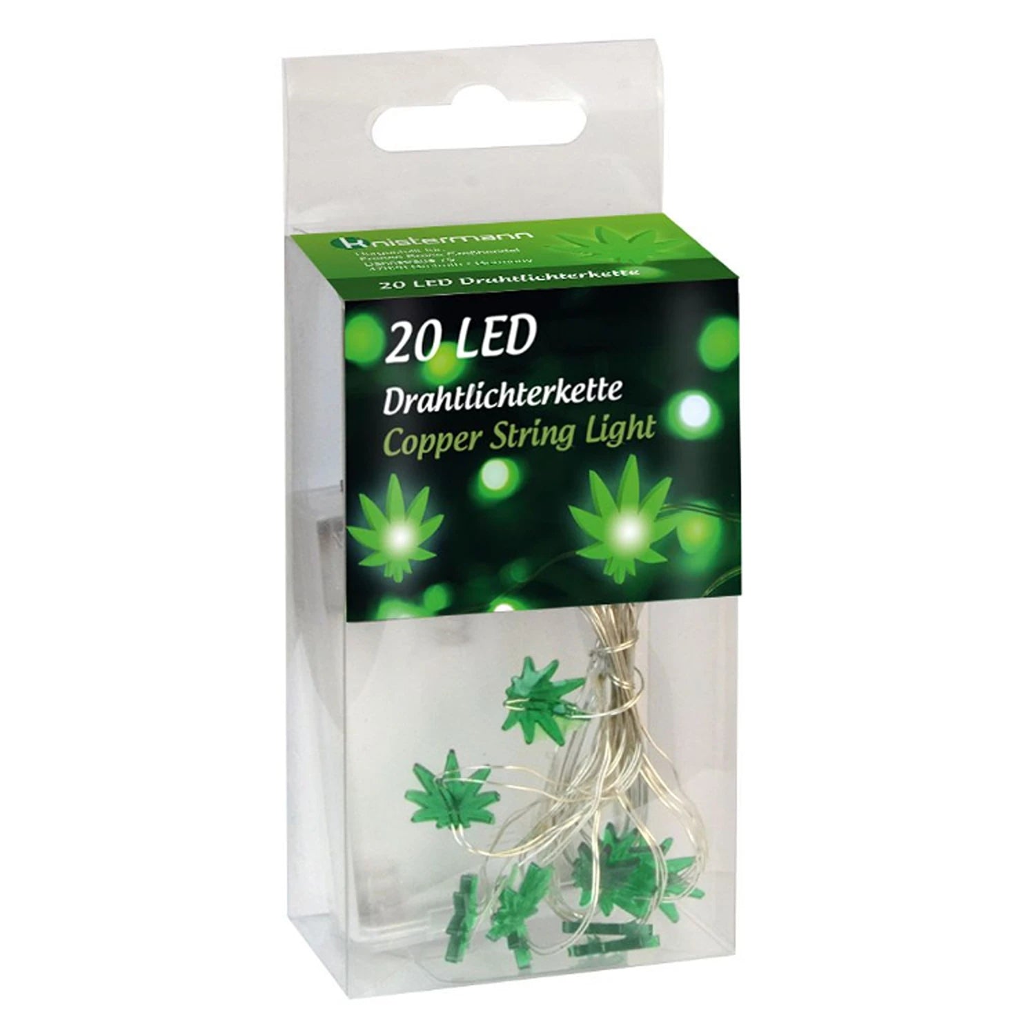 LED copper string lights with green leaf design indoor decoration