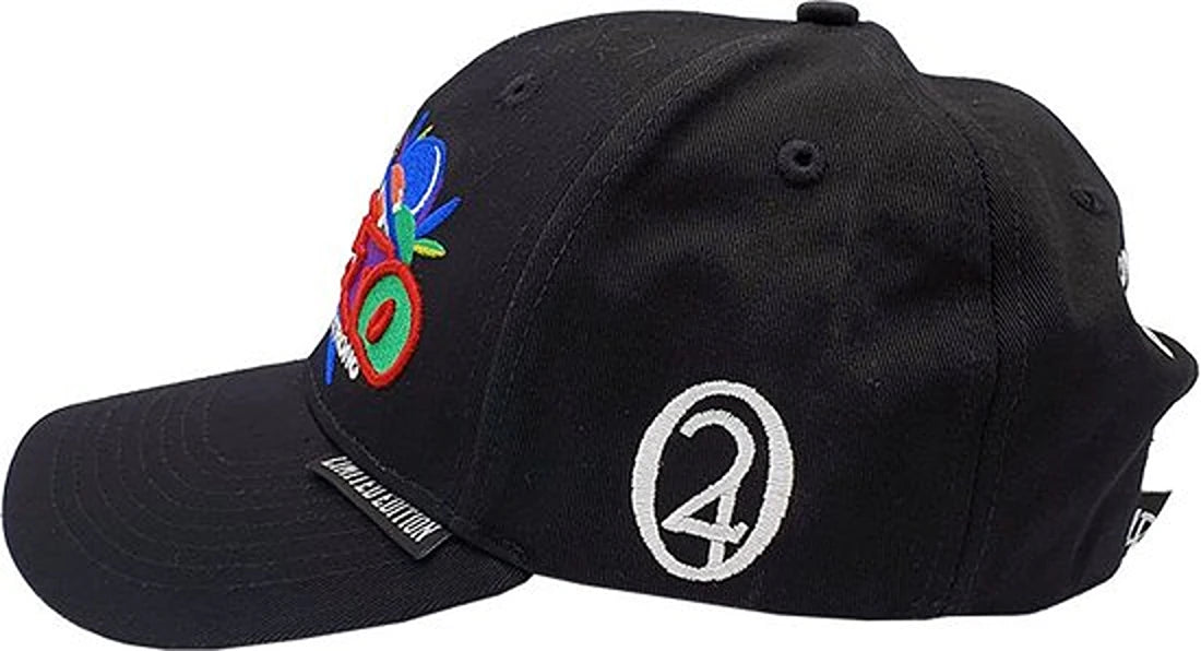 Lauren Rose 420 Gelato strapback cap in black with multicolour embroidered logo and California Dreamin’ text