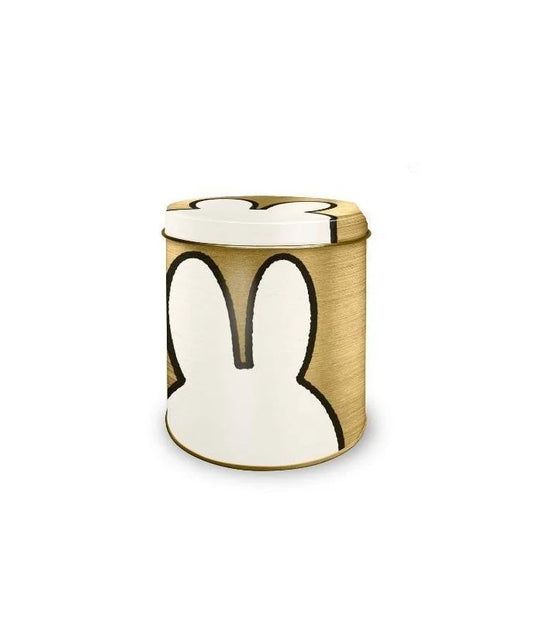 Decorative jar with a rabbit design on a white background