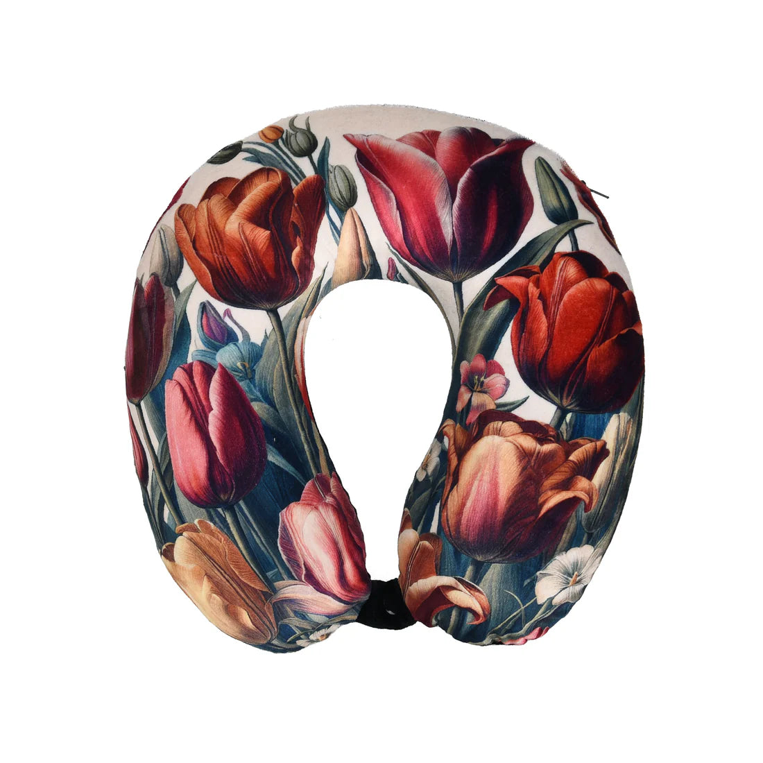 Neck pillow Tulips Oscar beige with detailed Dutch tulip design