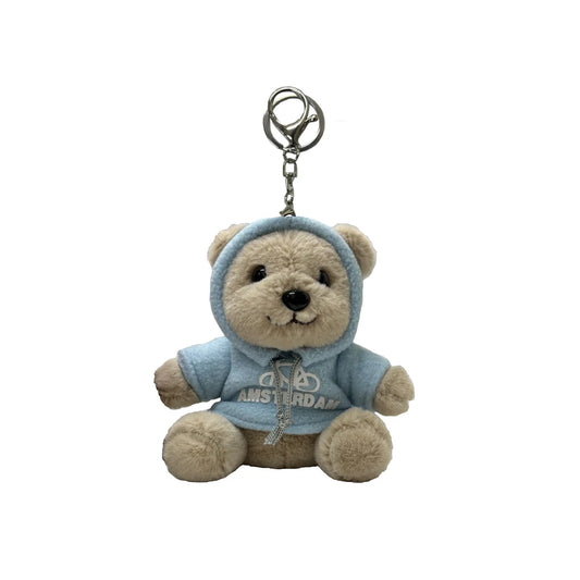 Plush bear with light blue Amsterdam hoodie 13 cm