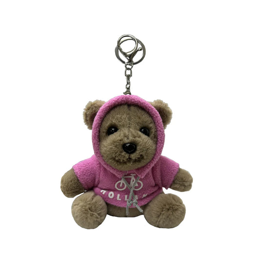 Plush bear with pink Holland hoodie 13 cm
