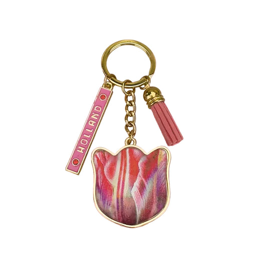 Pretty tulips keychain light pink Holland metal and epoxy charm
