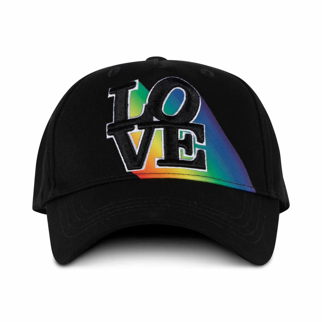 Black Rainbow Love cap with pride colours design