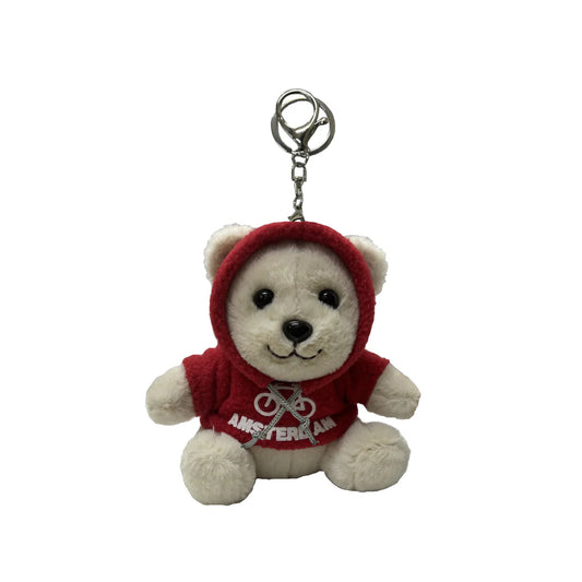 Plush bear with red Amsterdam hoodie 13 cm