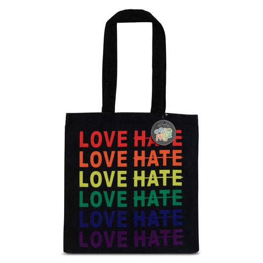 Robin Ruth Pride canvas bag Love Hate rainbow design 37x42 cm cotton tote
