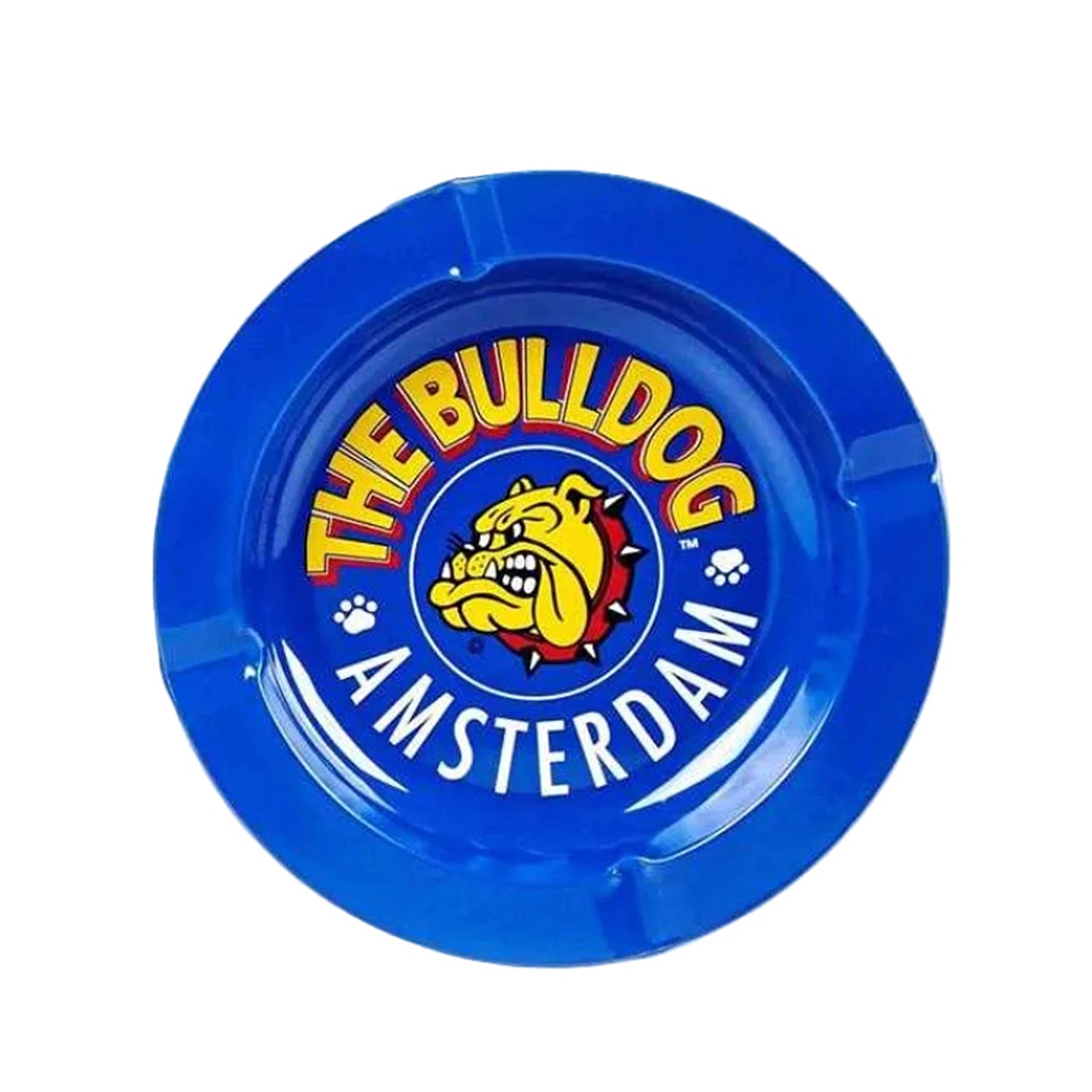 Blue metal ashtray with Amsterdam design from The Bulldog compact easy to clean
