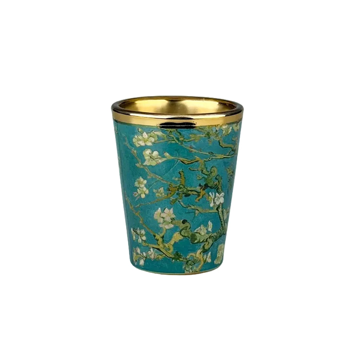 Van Gogh Almond Blossom shot glass with gold detail art souvenir