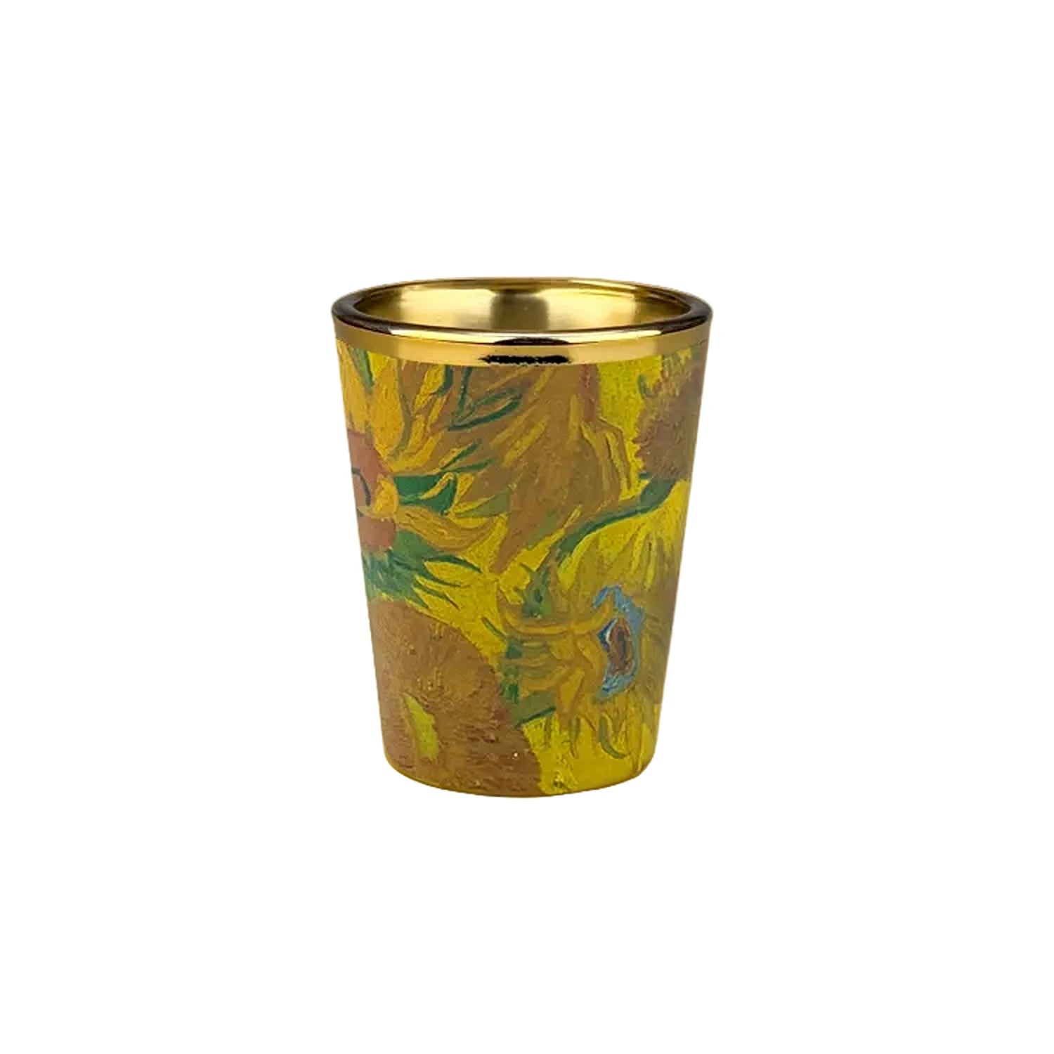 Van Gogh Sunflowers shot glass with gold detail art souvenir