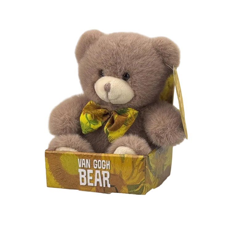 Van Gogh Sunflowers plush teddy bear with sunflower bow in matching gift box