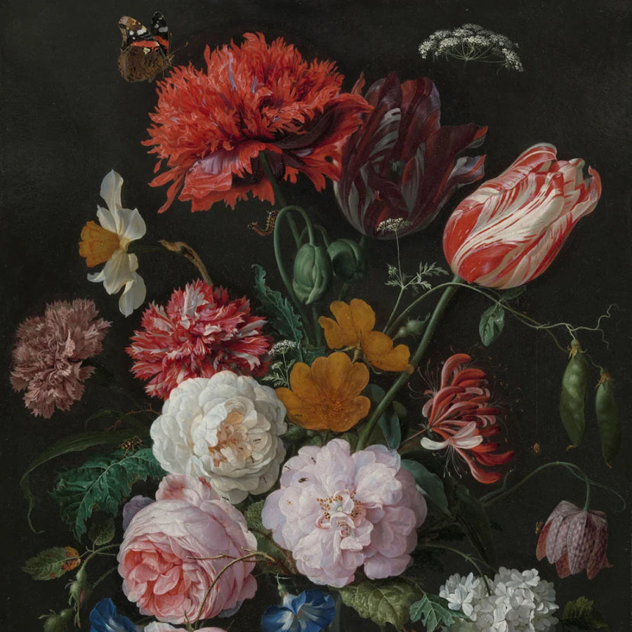Large velvet floral pouch featuring Jan Davidsz. de Heem artwork from the Rijksmuseum Amsterdam